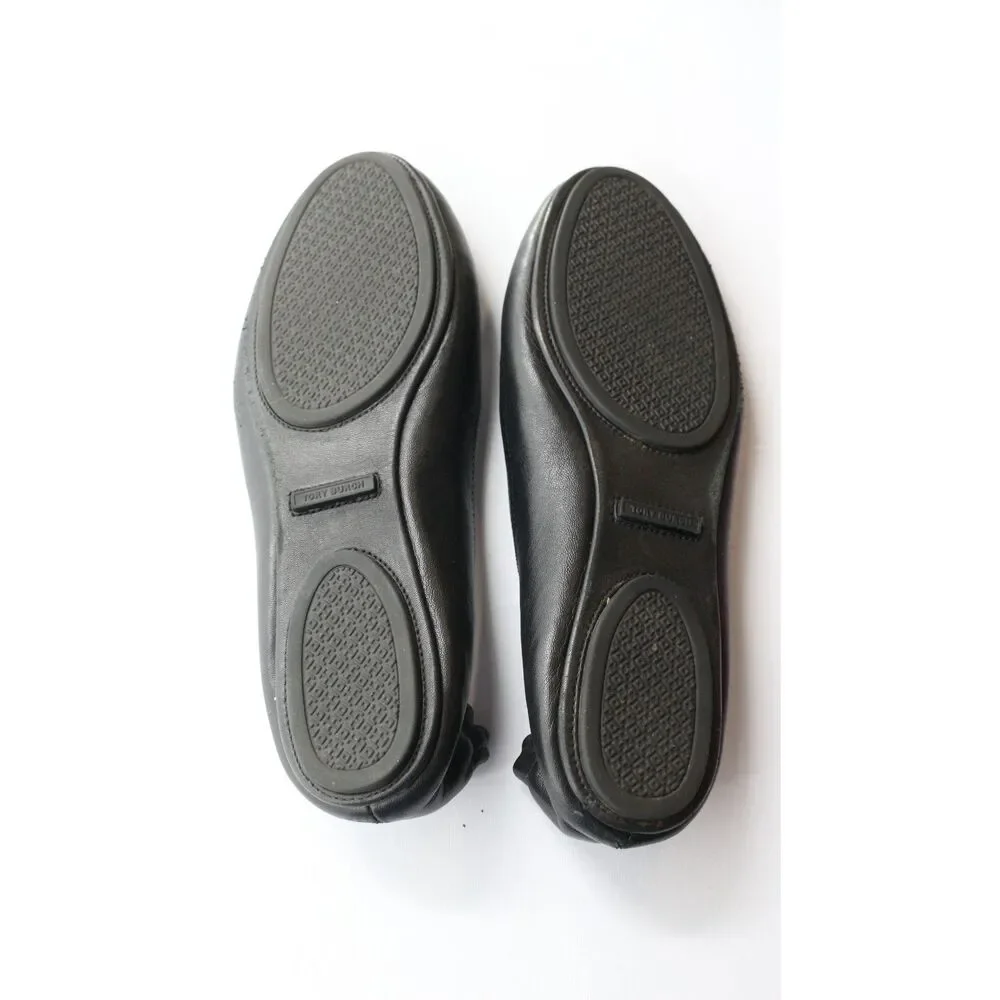 Tory Burch Womens Minnie Travel Flat Black Leather Size 12